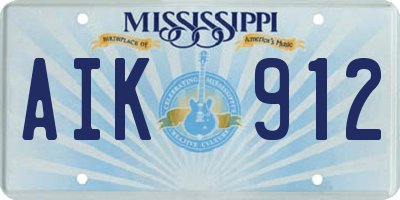 MS license plate AIK912