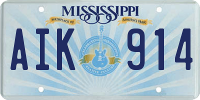 MS license plate AIK914