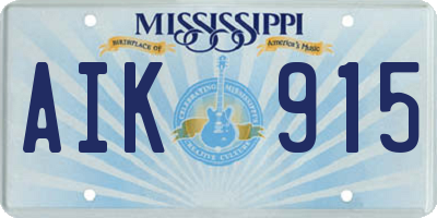 MS license plate AIK915