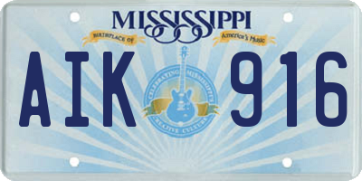 MS license plate AIK916