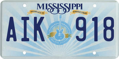 MS license plate AIK918