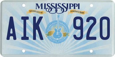 MS license plate AIK920