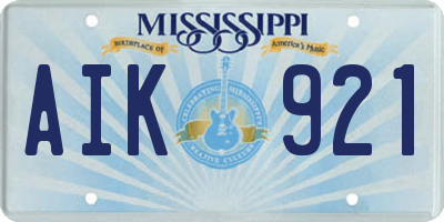 MS license plate AIK921