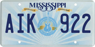MS license plate AIK922