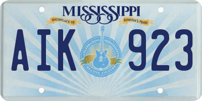 MS license plate AIK923