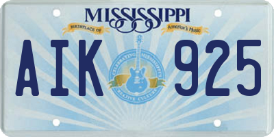 MS license plate AIK925