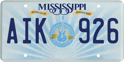 MS license plate AIK926