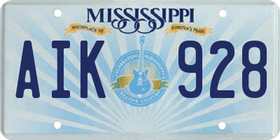MS license plate AIK928