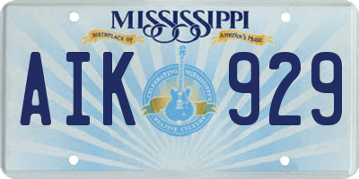 MS license plate AIK929