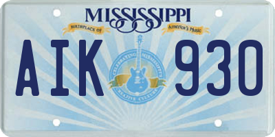 MS license plate AIK930