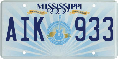 MS license plate AIK933