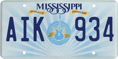 MS license plate AIK934