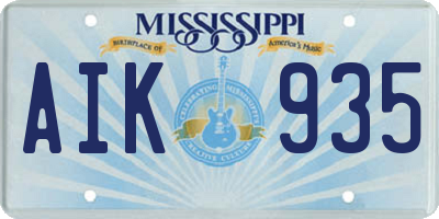 MS license plate AIK935