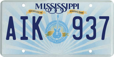 MS license plate AIK937