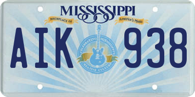 MS license plate AIK938