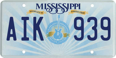 MS license plate AIK939