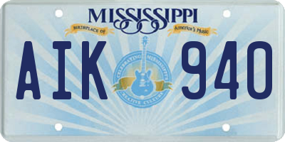 MS license plate AIK940