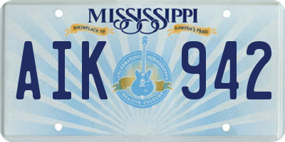 MS license plate AIK942