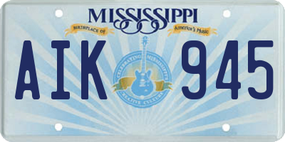 MS license plate AIK945