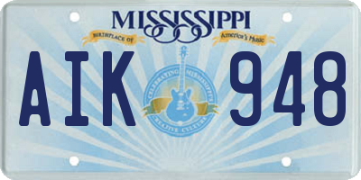 MS license plate AIK948