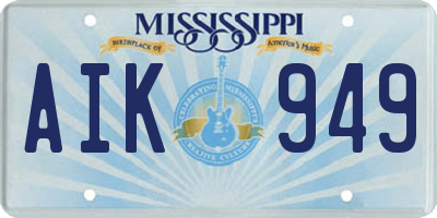 MS license plate AIK949