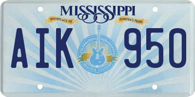 MS license plate AIK950