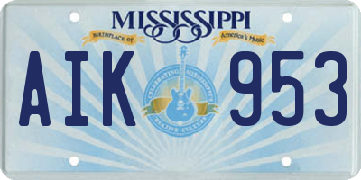 MS license plate AIK953
