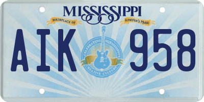 MS license plate AIK958
