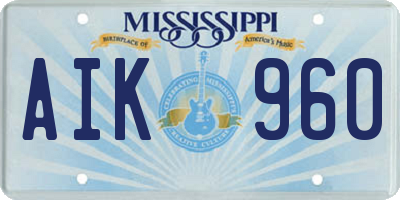 MS license plate AIK960