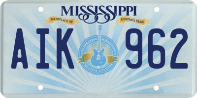 MS license plate AIK962