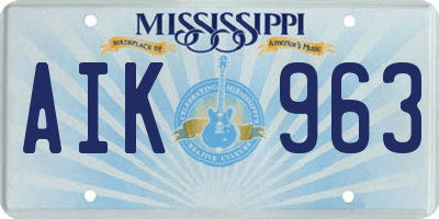 MS license plate AIK963