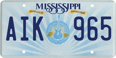 MS license plate AIK965