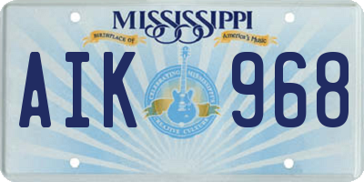 MS license plate AIK968