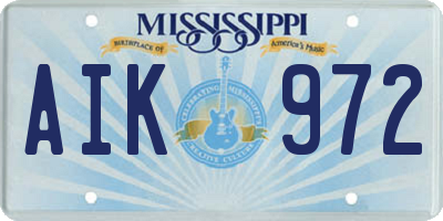 MS license plate AIK972