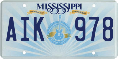 MS license plate AIK978
