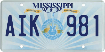 MS license plate AIK981