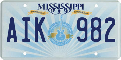 MS license plate AIK982