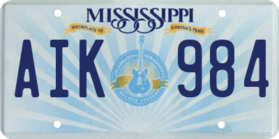 MS license plate AIK984