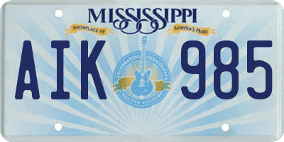 MS license plate AIK985