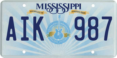 MS license plate AIK987