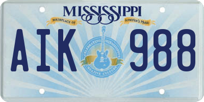 MS license plate AIK988