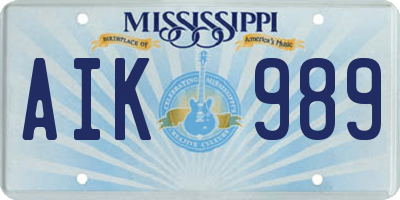 MS license plate AIK989
