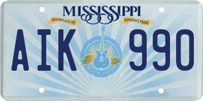 MS license plate AIK990