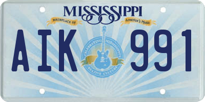 MS license plate AIK991