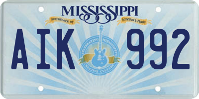 MS license plate AIK992