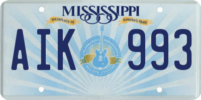 MS license plate AIK993