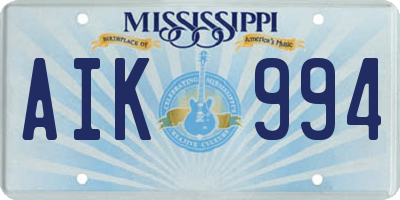 MS license plate AIK994