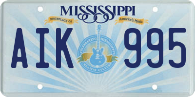MS license plate AIK995