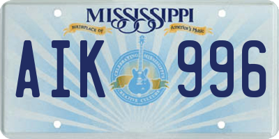 MS license plate AIK996
