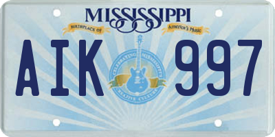 MS license plate AIK997